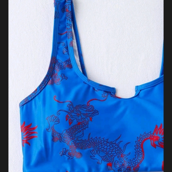 2 piece dragon print swimsuit suit - Picture 3 of 3